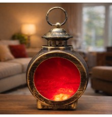 Led Işıklı Alev Efektli Dekoratif Şömine Fener