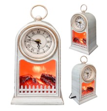 Led Işıklı Saatli Eskitme Şömine