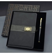 Siyah Tokalı Tarihsiz Ajanda Defter Kalem Set