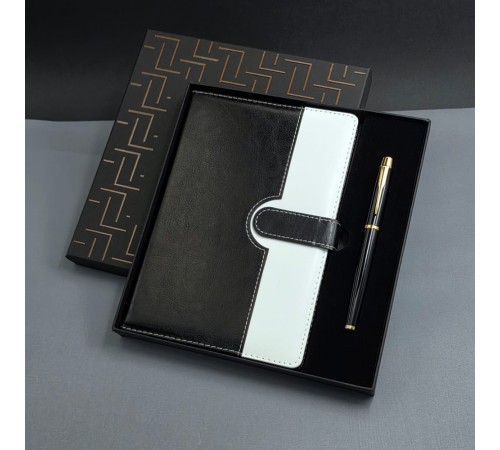Siyah Beyaz Tarihsiz Ajanda Defter Kalem Seti