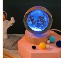 Ahşap Altlıklı Renk Değiştiren Dolunay Cam Küre