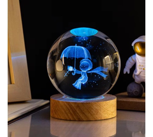 Renk Değiştiren Usb li Cam Küre Şemsiyeli Çocuk