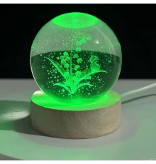 Ahşap Altlıklı Renk Değiştiren Usb li Cam Küre