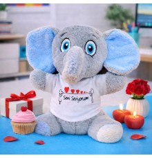 Seni Seviyorum Tişörtlü Peluş Oyuncak Fil