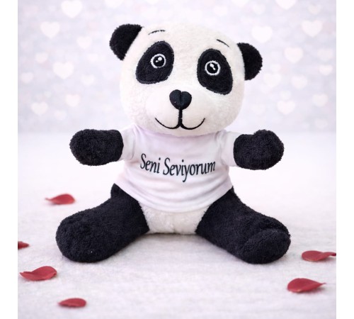 Seni Seviyorum Tişörtlü Sevimli Peluş Panda