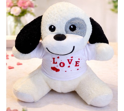 Love Tişörtlü Sevimli Peluş Köpek
