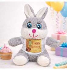 Doğum Günü Tişörtlü Peluş Tavşan