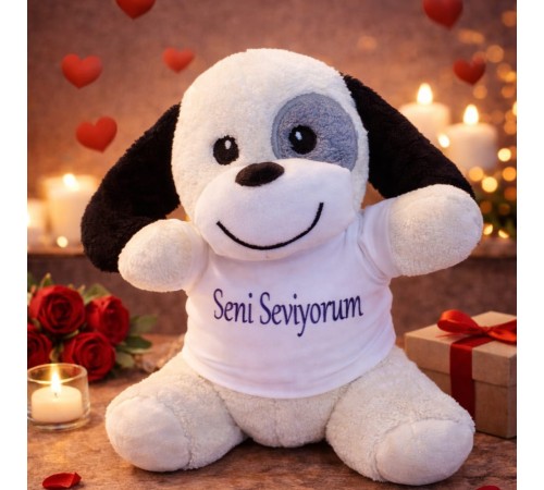Seni Seviyorum Tişörtlü Sevimli Peluş Köpek