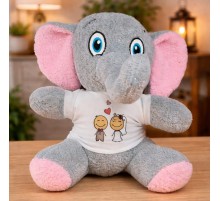 Gelin Damat Tasarım Tişörtlü Peluş Sevimli Fil