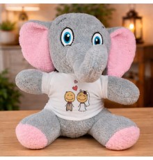 Gelin Damat Tasarım Tişörtlü Peluş Sevimli Fil