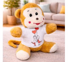 Mutlu Aşıklar Tasarım Tişörtlü Peluş Sevimli Maymun