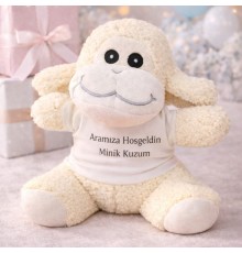 Aramıza Hoşgeldin Minik Kuzum Tişörtlü Sevimli Peluş Kuzu