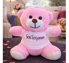 Pembe Seni Seviyorum Tişörtlü Ayıcık