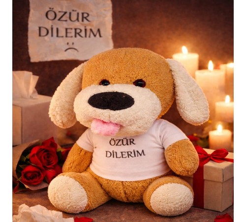 Özür Dilerim Tişörtlü Peluş Oyuncak Köpek