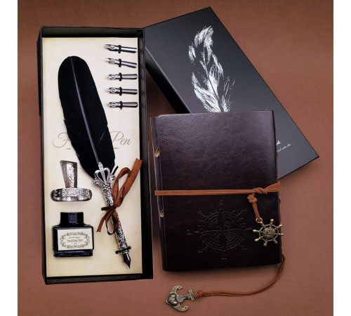 Tüylü Kalem ve Deri Defter Set 646 Tüylü Kalem ve Deri Defter Set 646