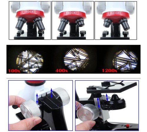 Eğitici Mikroskop Kiti Zoom Led Işıklı 100X 400X 1200X St1200X Eğitici Mikroskop Kiti Zoom Led Işıklı 100X 400X 1200X St1200X