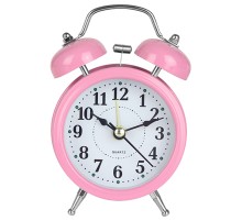 Metal Işıklı Masa Üstü Çalar Saat Pembe