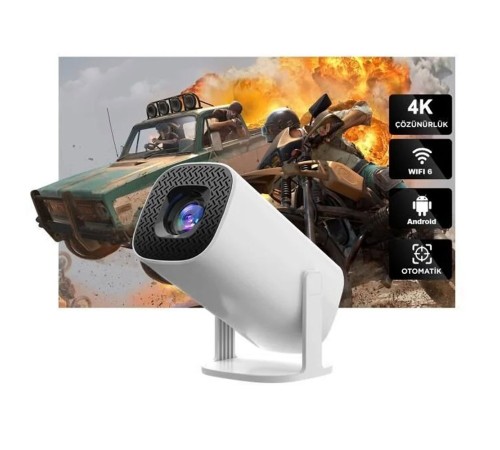 Max Mini Beyaz Taşınabilir Retro Video Konsolu Android Akıllı Projektör Projeksiyon P30