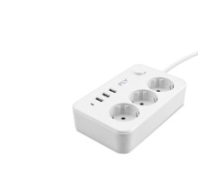 Termal Akım Korumalı Uzatma Kablosu 3 Priz + 3X Usb 2.1A Anahtarlı 2 M - Beyaz 3406-01