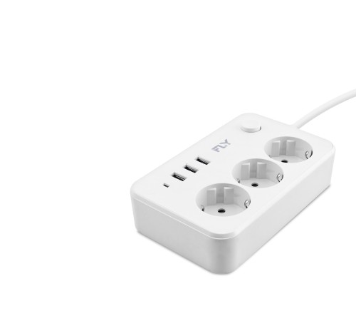 Termal Akım Korumalı Uzatma Kablosu 3 Priz + 3X Usb 2.1A Anahtarlı 2 M - Beyaz 3406-01