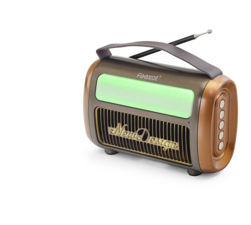 Bluetooth Nostaljik Fm Radyo Usb Tf Aux Rgb Taşınabilir Hoparlör - Kahverengi FX2511B