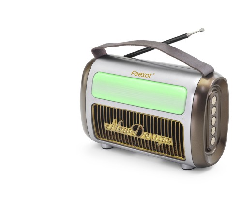 Bluetooth Nostaljik Fm Radyo Usb Tf Aux Rgb Taşınabilir Hoparlör - Kahverengi FX2512B