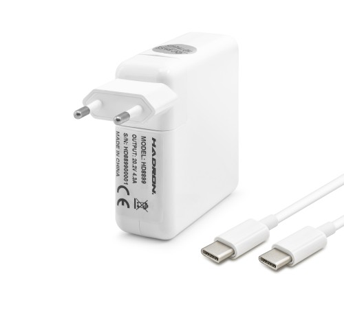 20.2V 4.3A 87W Laptop Adaptörü - Type-C - Apple Asus Dell Uyumlu - Beyaz HD8899