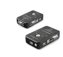 Vga Usb Kvm Switch 2 In 1 Out + 2 Port Usb Console + 2 Port Usb Pc (Klavye/Mouse + Yazıcı) - Siyah HDX1360
