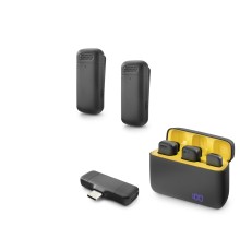 Type-C Kablosuz 2’Li Yaka Mikrofonu - Siyah HDX2799