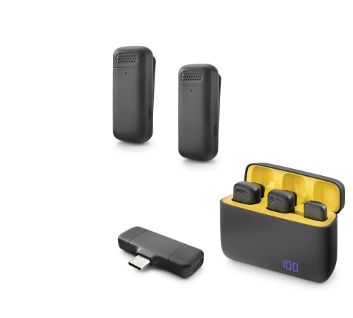 Type-C Kablosuz 2’Li Yaka Mikrofonu - Siyah HDX2799