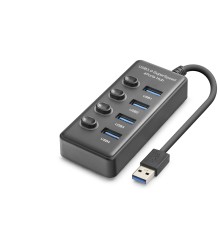 Usb 3.0 Hub Anahtarlı 4 Port 5 Gbps - Siyah HDX7048