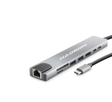 Type-C Combo Hub Hdmi 4K Usb 3.0 Lan Kart Okuyucu 8 Port - Gri HDX7841