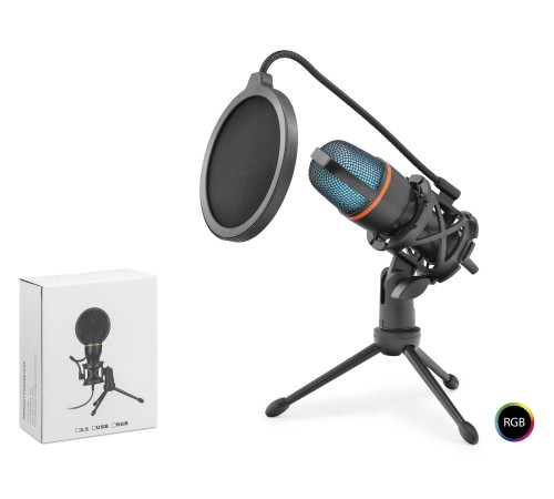 ME4RGB Profesyonel Gaming Rgb Mikrofon 192 Khz / 24 Bit Çok Yönlü Type-C - Siyah