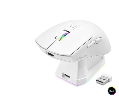 Kablosuz Gaming Rgb Mouse Şarj Standlı - Beyaz MF1215W