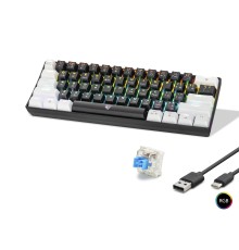 Gaming Mekanik Rgb Klavye Blue Switch - Siyah Beyaz MF1701BW