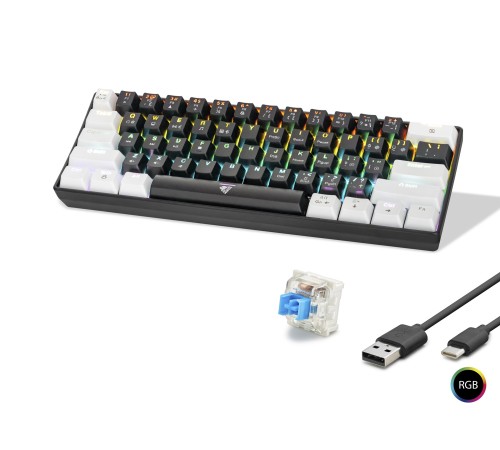 Gaming Mekanik Rgb Klavye Blue Switch - Siyah Beyaz MF1701BW