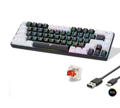 Gaming Mekanik Klavye Tri Mod Rgb Red Switch - Siyah Beyaz MF1703B