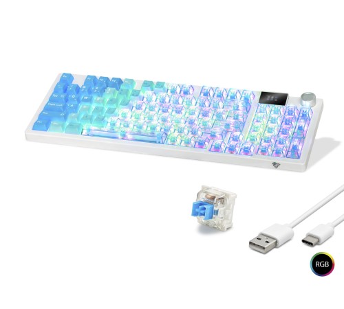 Kablosuz Mekanik Gaming Klavye Rgb Blue Switch 95 Tuş - Mavi Beyaz MF1705M