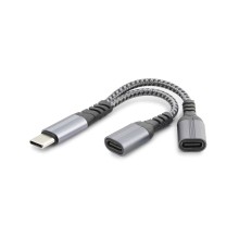 Type-C To 2 x Type-C F Kablo Car Şarj Siyah GJ-015