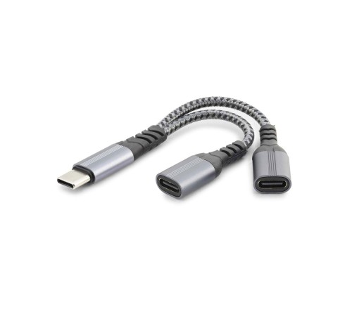 Type-C To 2 x Type-C F Kablo Car Şarj Siyah GJ-015