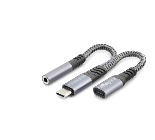 Type-C to 3.5 mm + Type-C Araç Şarj Ayırıcı Kablo - Siyah GJ-018