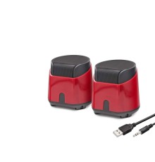 Masaüstü Hoparlör 1+1 USB + 3.5mm - Kırmızı HD6024R