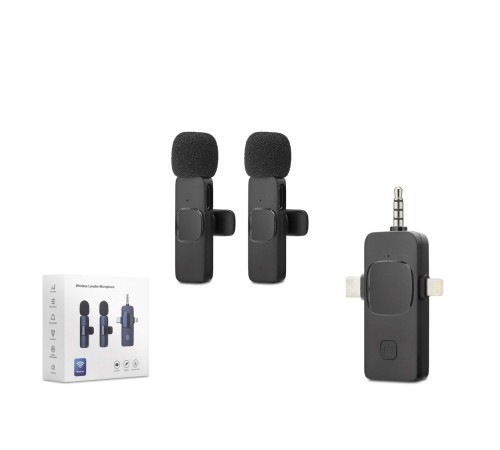 Kablosuz Çift Mikrofon 3.5 Mm + Type-C + Lıghtnıng Siyah HDX2782 Kablosuz Çift Mikrofon 3.5 Mm + Type-C + Lıghtnıng Siyah HDX2782