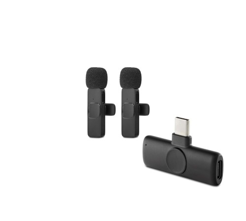 Kablosuz Çift Mikrofon Type-C Siyah HDX2789