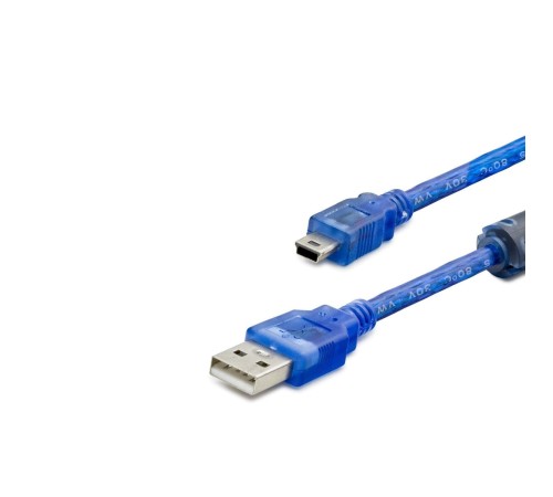USB Mini V3/5Pin to USB Kablo 1.5 m - Şeffaf Mavi HDX5065