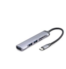 Usb Hub Combo 5In1 Usb Type-C Sd + Tf Card Gri HDX7039