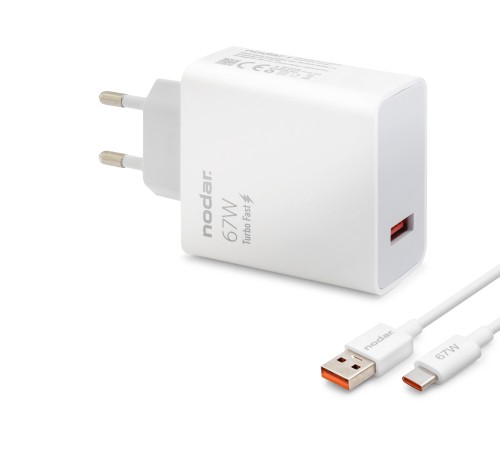 Type-C Hızlı Şarj Seti 67W Usb Adaptörlü - Beyaz ND1008