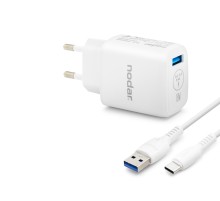 Type-C Qc 3.0 Hızlı Şarj Seti 18W 3.4A Usb Adaptörlü - Beyaz ND1010