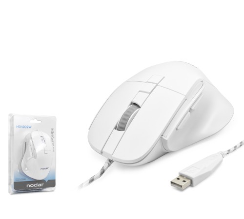 7D Ergonomi̇k Kablolu Ofi̇s Mouse 3600 Dpi - Beyaz ND1209W