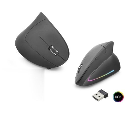 Ergonomik Dikey Gaming Mouse Dual Mode 1600 Dpi Sessiz Rgb - Siyah ND1211